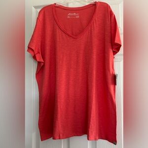 Women’s Orange Eddie Bauer V-Neck T-Shirt SZ 2X